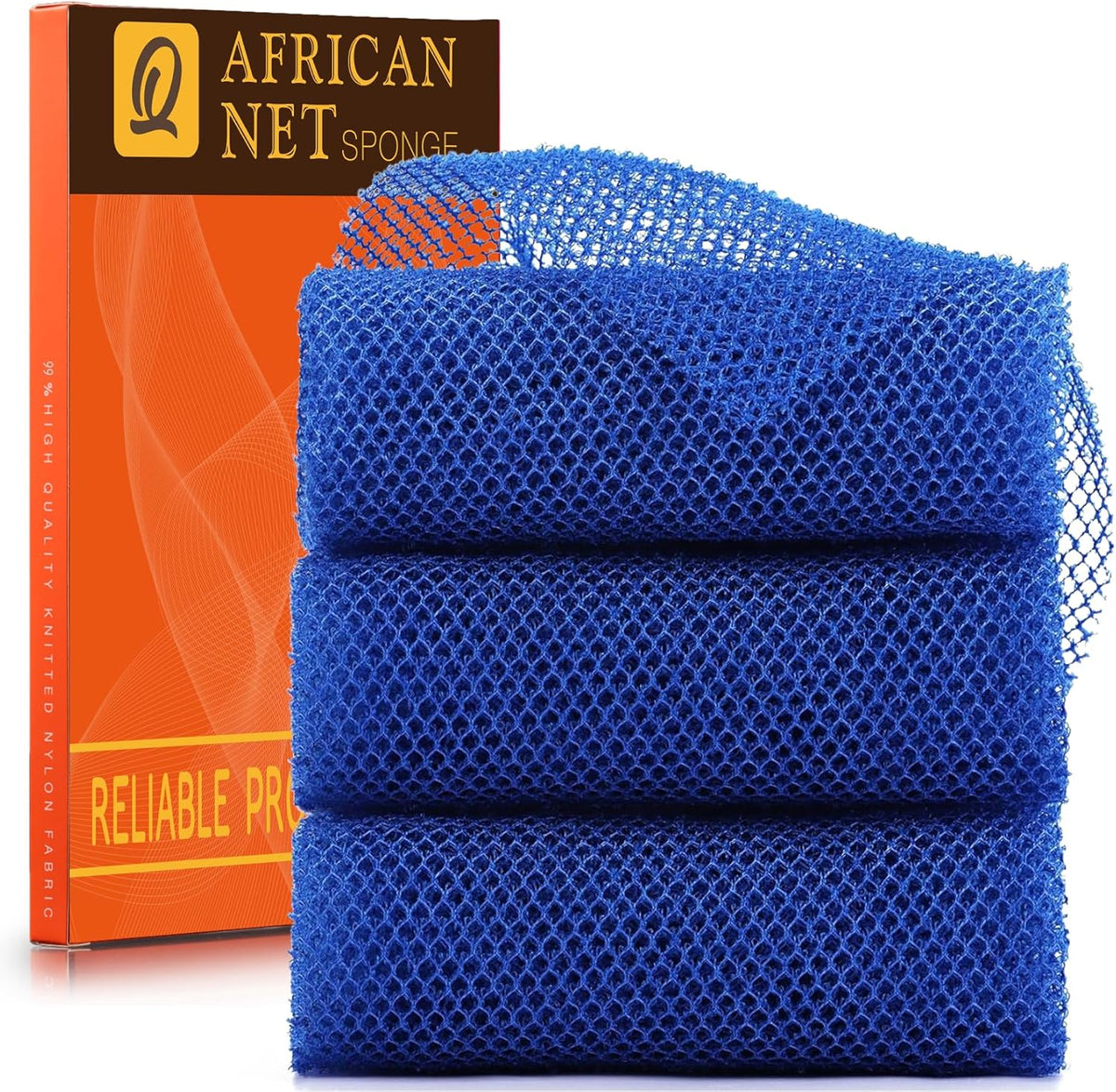 UJFQBH African Net Exfoliating Bath Sponge Set – 3 Pieces