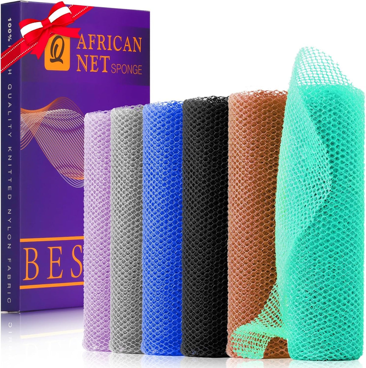 UJFQBH African Net Exfoliating Bath Sponge Set – 3 Pieces