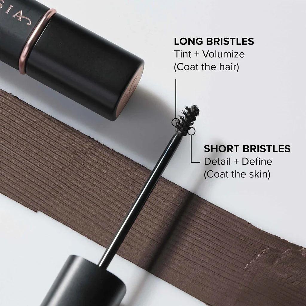Volumizing Tinted Brow Gel: Lightweight, mousse-like, tinted brow gel for natural volume and color.